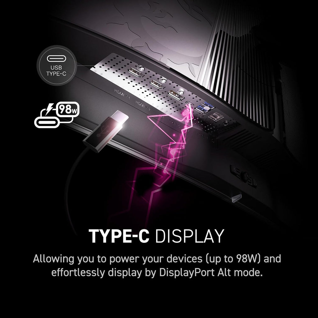msi MPG 321CURX QD-OLED, 32-Inch, 4K UHD, 3840x2160,1700R,OLED Monitor, 240Hz, 0.03ms, DisplayHDR True Black 400, G-SYNC Compatible, HDMI 2.1, DP 1.4a, USB C (98W PD),Height Adjustable, Black