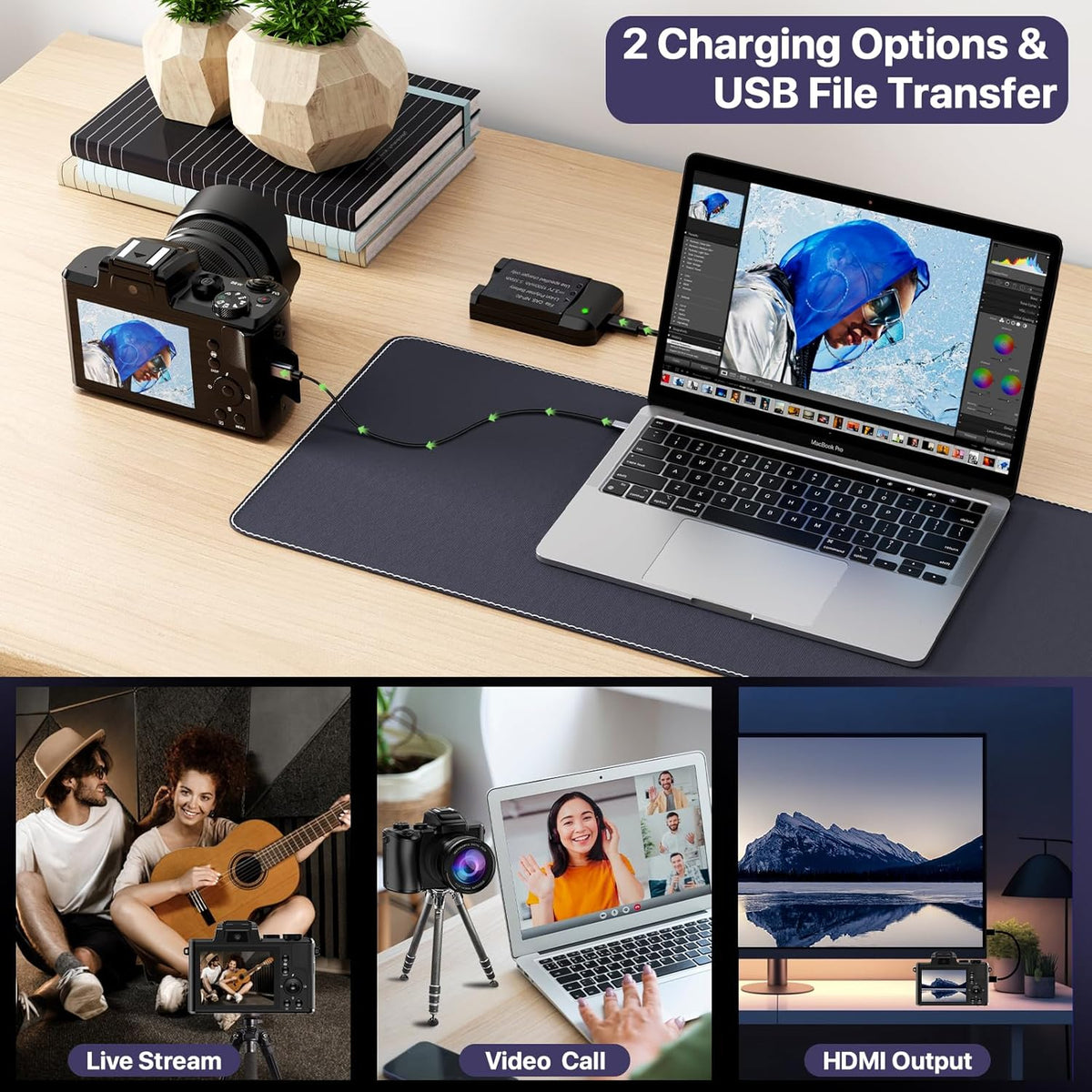 8K Digital Cameras for Photography with WiFi,Autofocus 88MP Vlogging Camera for YouTube with Dual-Lens,16X Digital Zoom Point and Shoot Camera,3.2''Touch Screen, Anti-Shake,2 Batteries &Charging Stand