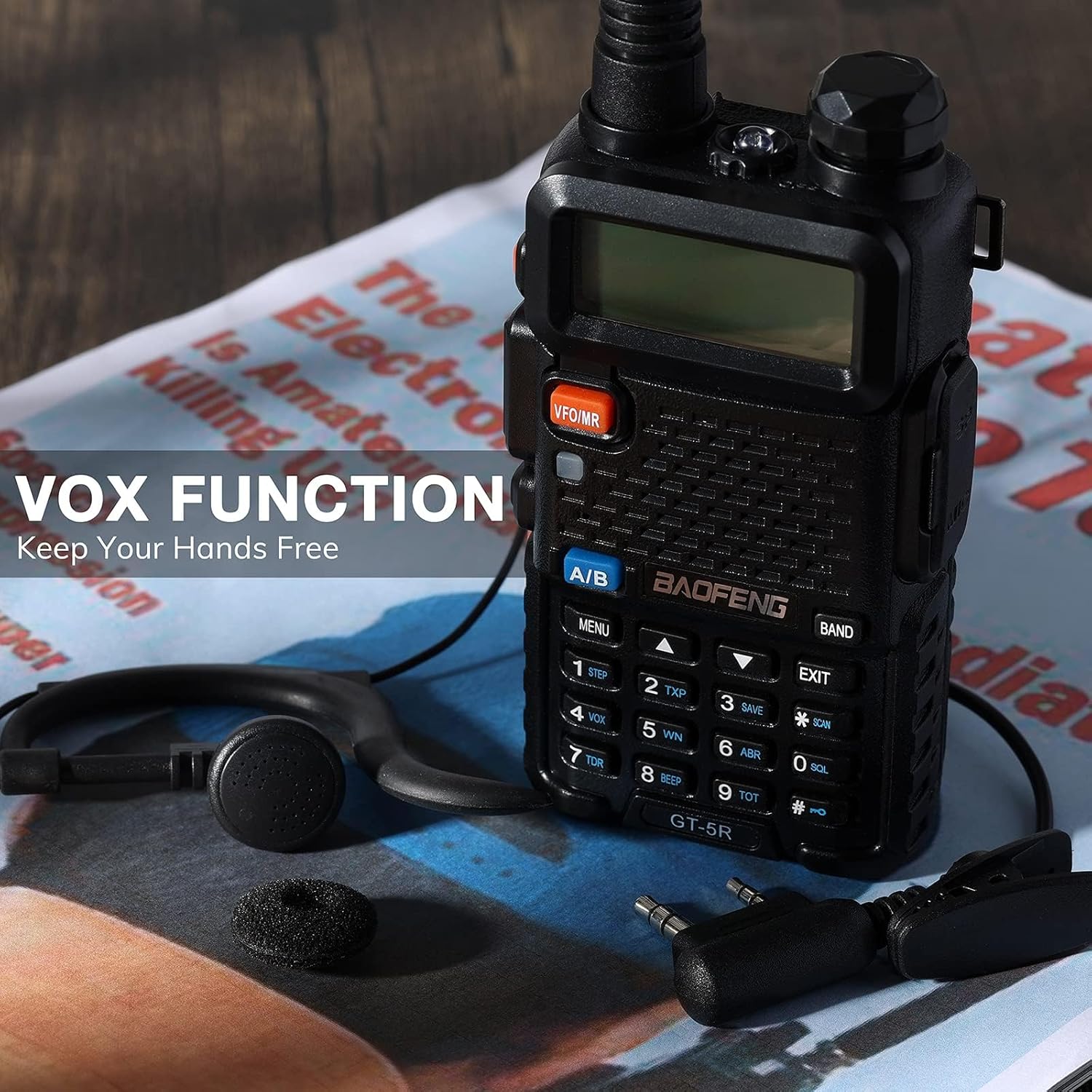 6 Pack Baofeng GT-5R Ham Radio Handheld, FCC Compliant Dual Band Two Way Radio, Long Range Rechargeable Walkie Talkies for Adults with Six-Way Charger & Programming Cable (Black)