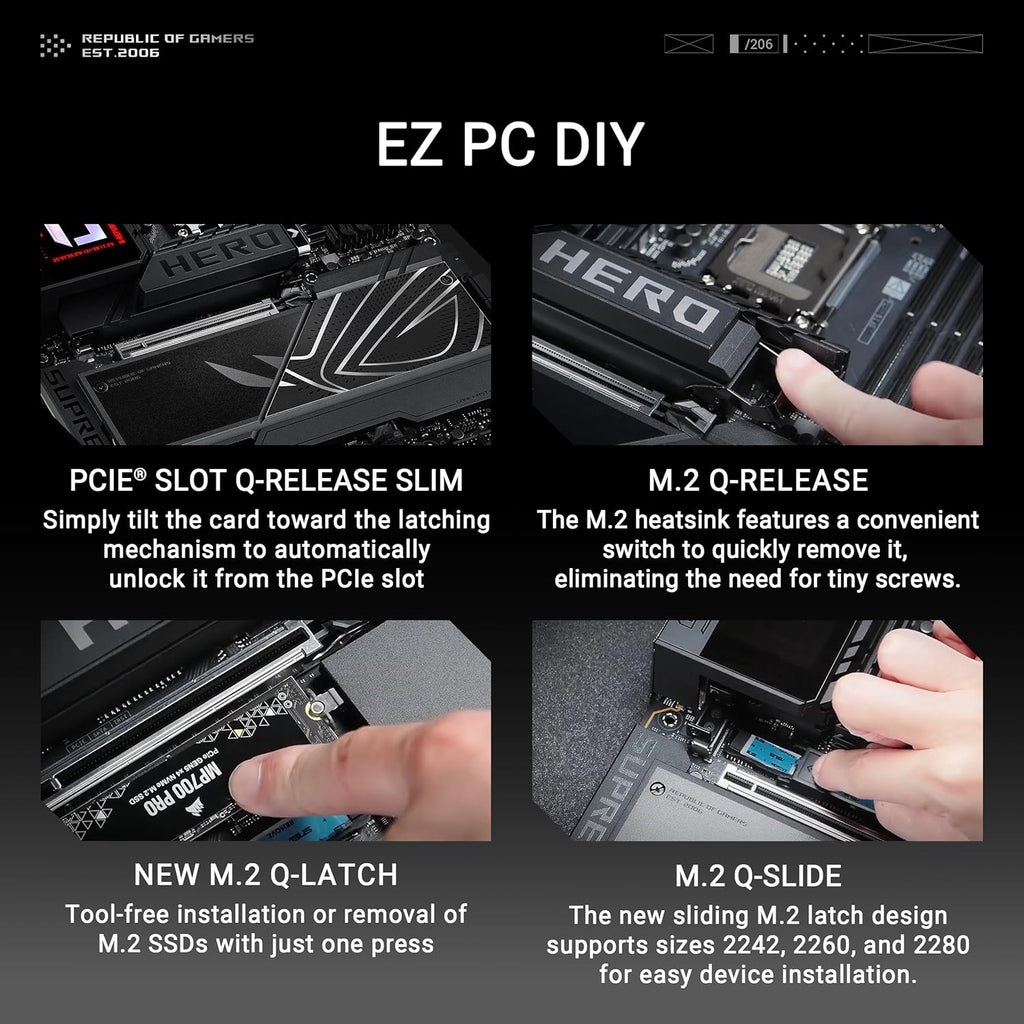 ASUS ROG Maximus Z890 Hero Intel Z890 LGA1851 DDR5 9200 HDMI 2xUSB4 6X M2 USB3.2 WiFi 7 + BT Aura RGB 5Gbit + 2.5Gbit LAN ATX 22+1+2+2 Power Phases, Motherboard