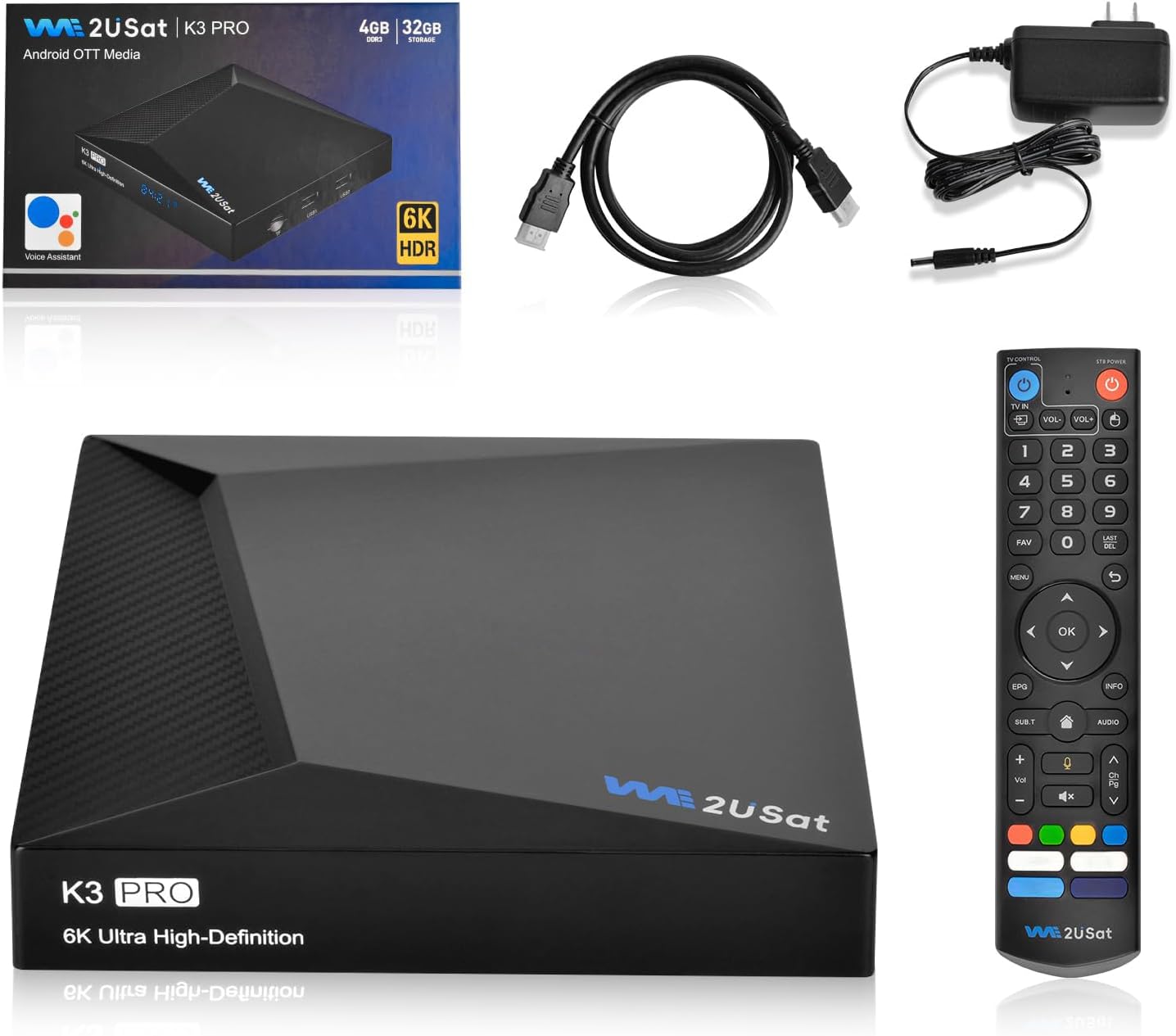 K3 PRO Streaming Box 6K Ultra HD Android Smart TV Box, Ram 4GB Storage 32GB with Voice Remote, HDMI Cable