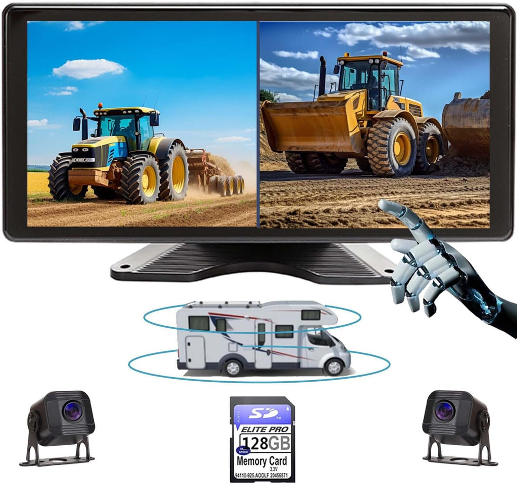 10.1" 1080P AHD Wired Reverse Rear View Backup Camera System,IP69K Waterproof Night Vision, Vibration-Proof 10G for Tractor/Truck/Excavator/Caravan/Skid Steer/Heavy Equipment RV101