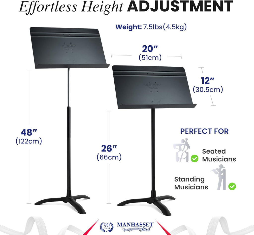 Manhasset Music Stand For Sheet Music - Bulk Pack of 6 Stands - 48 Symphony Model - Long Lasting, Durable Manhasset Stand - Adjustable Height - 20" by 12" - Made in the USA