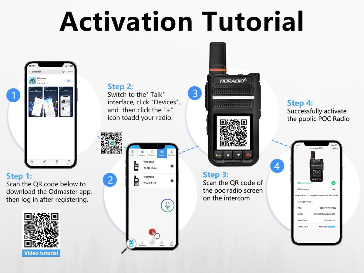 TIDRADIO Rapid Global Walkie Talkies Unlimited Range, TD-G18 PoC Radios Long Range, 4G LTE Nationwide PTT Two Way Radios Long Distance 6000+Miles for Family Logistics Company-2pcs with SIM Card