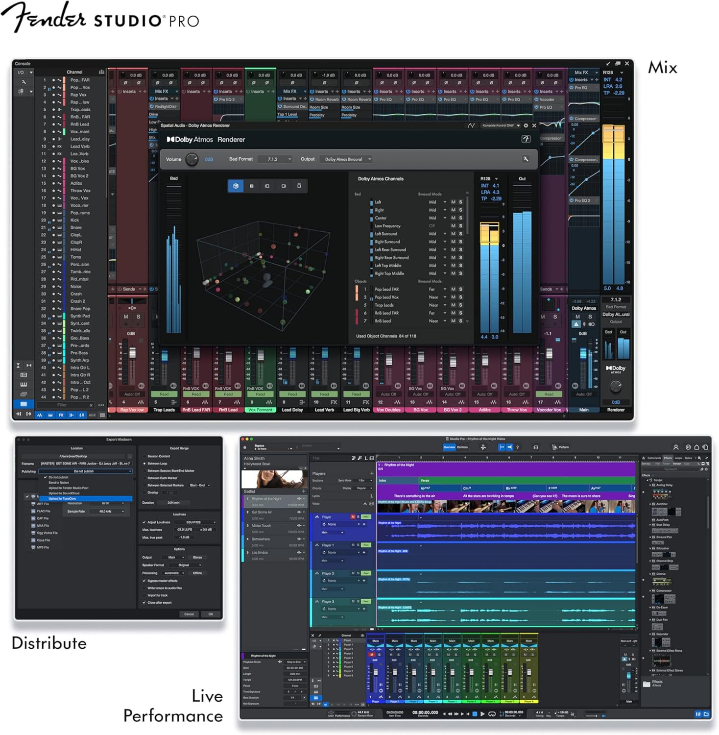 Fender Studio Pro 8 — Full Music Production Software, Digital Audio Workstation, Guitar Recording Software, Fender Amp Modeling, Audio-to-MIDI Tools, Mix & Master, Unlimited Tracks
