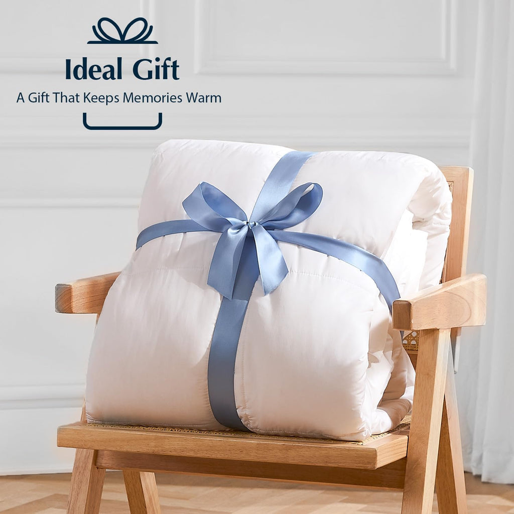 Pacific Coast Lightweight Goose Feather Down Fiber Comforters King Size, Summer Duvet Insert, Ultra Soft, Breathable, Hotel Luxury Bedding Comforter with 8 Tabs, White, 106 x 90 inches