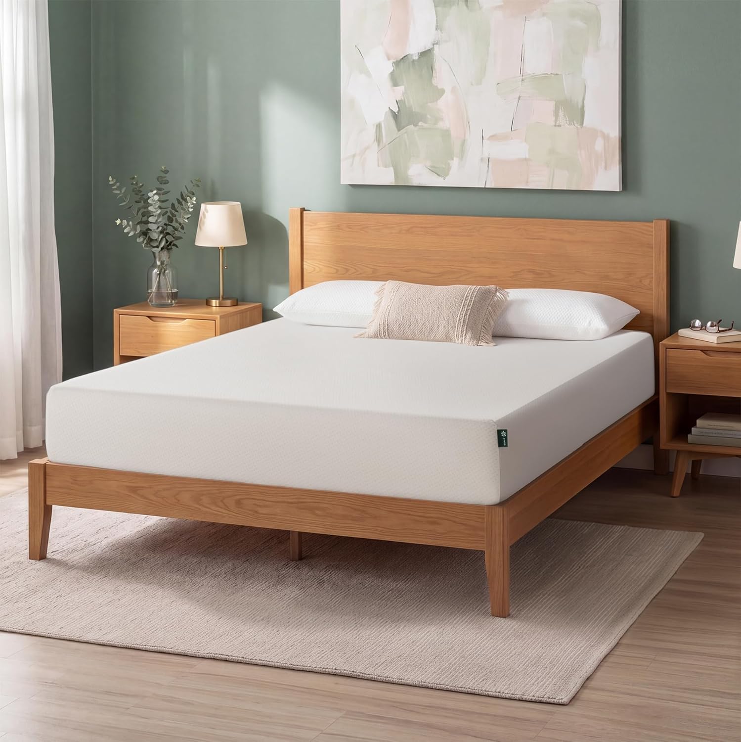 Zinus Green Tea Memory Foam Mattress 10 Inch, Pressure-Relieving Comfort & Full-Body Support, Naturally Fresh, Medium Firm Feel, CertiPUR-US & Oeko-TEX Certified Safe Materials, Queen