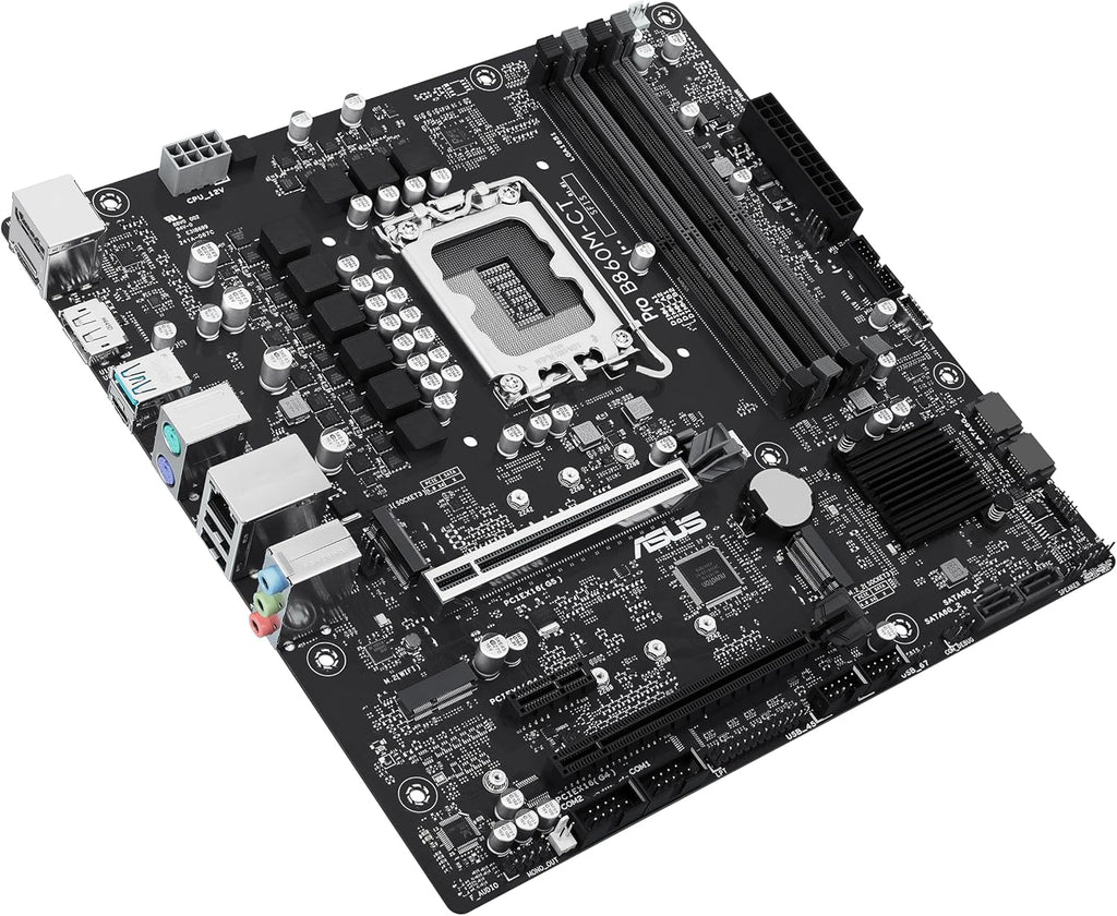 ASUS PRO B860M-CT-CSM Intel® B860 (LGA 1851) mATX Motherboard, PCIe 5.0, DDR5, 2X M.2, Intel® 1G LAN, 2X DP, HDMI, USB Type-C®, TPM IC onboard with Enhanced Security, Reliability and Manageability