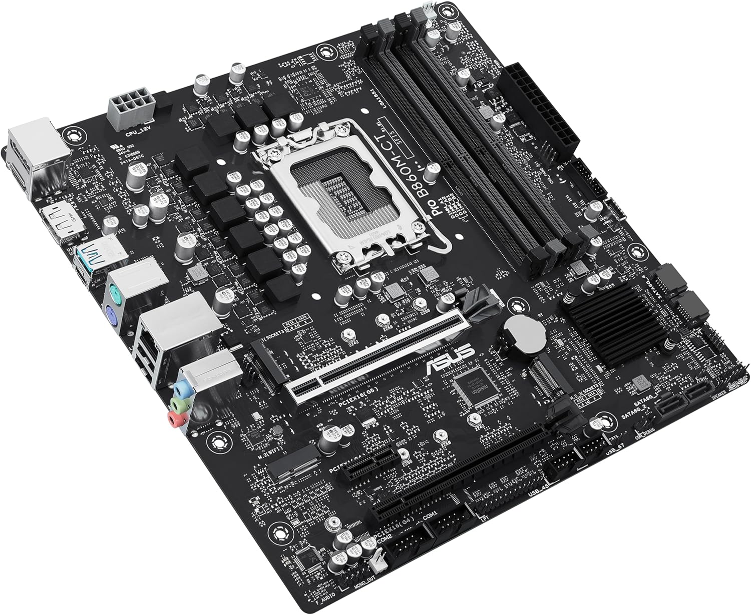 ASUS PRO B860M-CT-CSM Intel® B860 (LGA 1851) mATX Motherboard, PCIe 5.0, DDR5, 2X M.2, Intel® 1G LAN, 2X DP, HDMI, USB Type-C®, TPM IC onboard with Enhanced Security, Reliability and Manageability
