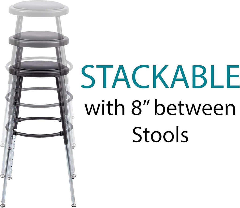 Stand Up Desk Store Stackable Adjustable-Height Classroom Office Workstation Stool (Black)