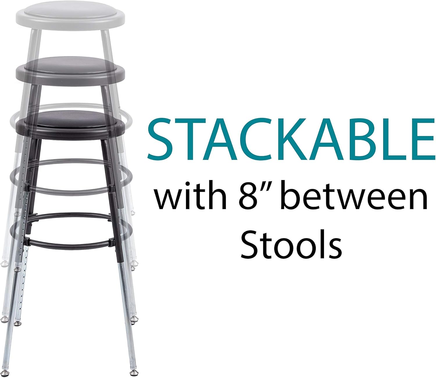 Stand Up Desk Store Stackable Adjustable-Height Classroom Office Workstation Stool (Black)
