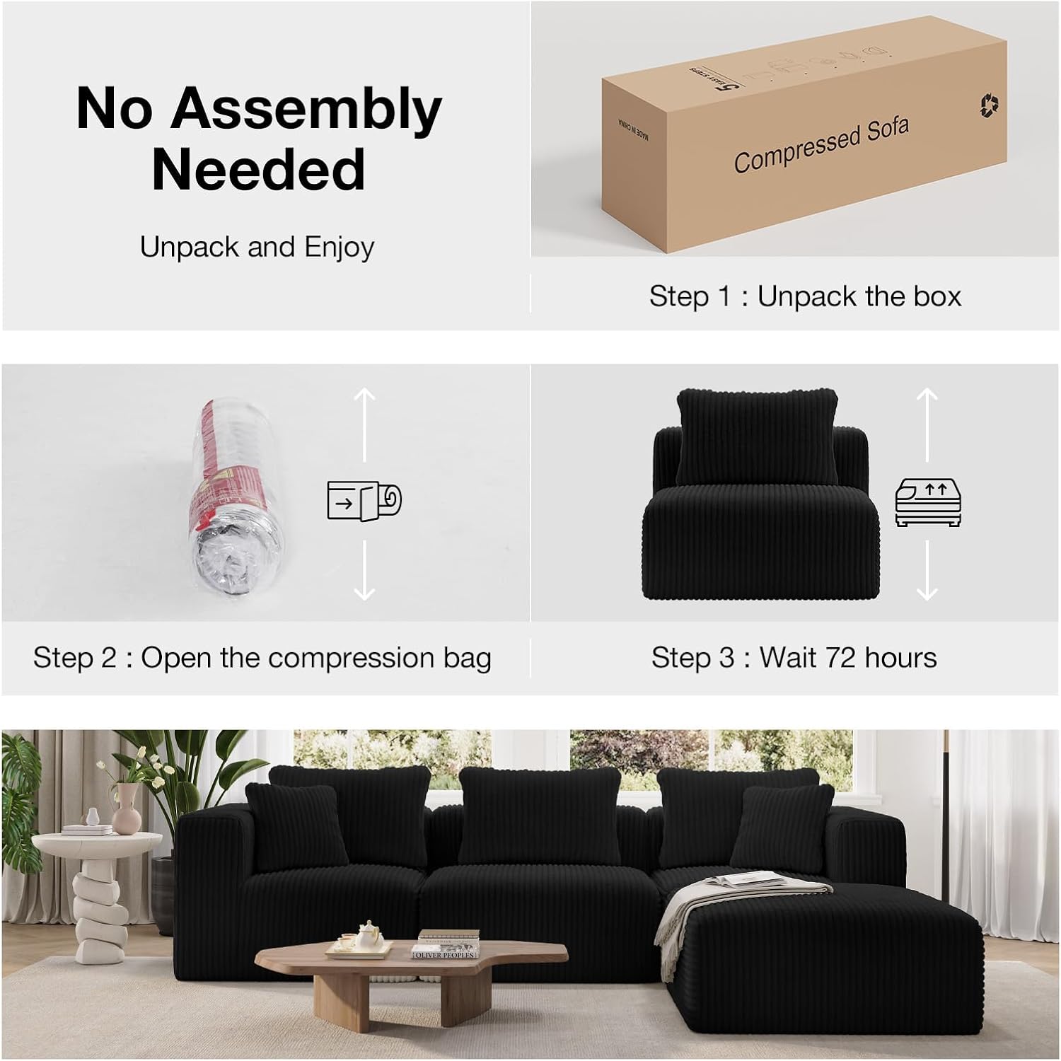 Novilla Modular Sectional Sofa, Modern Cloud Sectional Couch with Smarts Coil® Support, Upholstered Boneless Couch for Living Room Apartments Bedroom, No Assembly Required (Ottoman)