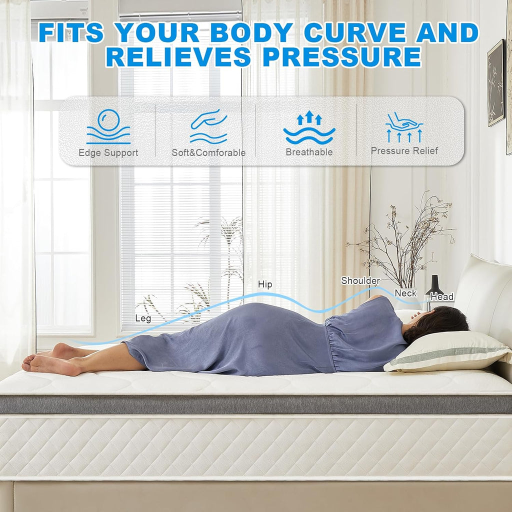 Happiland Full Mattress, 10 Inch Memory Foam Hybrid Mattress in a Box, with Upgrade Individually Pocket Springs, Pressure Relief, Breathable Comfort and Durable, CertiPUR-US, Medium Firm