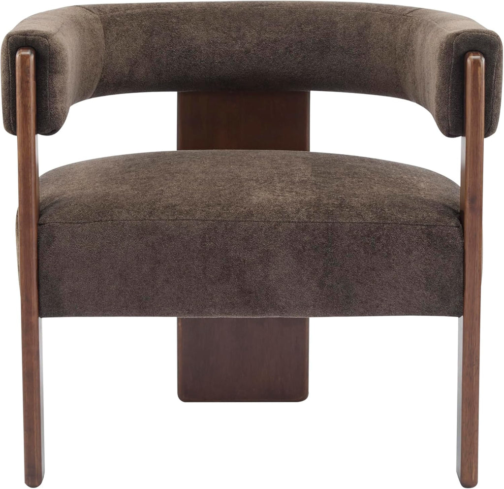 Christopher Knight Home Nettie Modern Accent Chair for Living Room, Velvet Fabric Single Lounge Sofa Chair with Wooden Frame, Lounge Armchair with Cushion, Comfy Reading Chair for Bedroom, Dark Brown