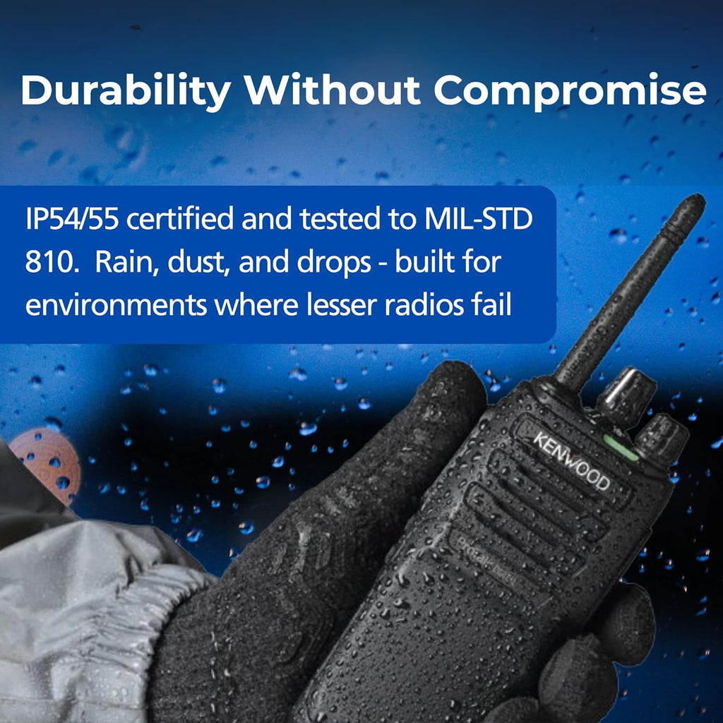 KEWOOD NX-P1302AUK ProTalk 2W Business Two-Way Radio – Simple Setup, 64 Channels, Upgradeable to Digital, Long-Lasting 19.5 Hour Battery, Loud 1,000 mW Speaker, MIL-STD 810 & IP54/55 Rating