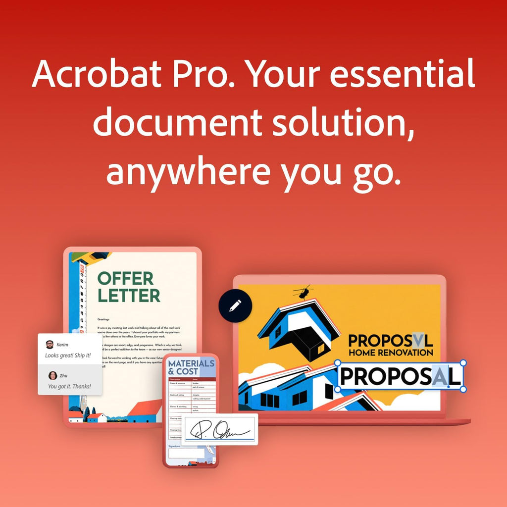 Adobe Acrobat Pro + McAfee Total Protection 5-Device Software Bundle | Create, Edit, E-Sign PDFs | Antivirus Software, Scam Protection, Identity Monitoring | 12-Month Subscription | Digital Download