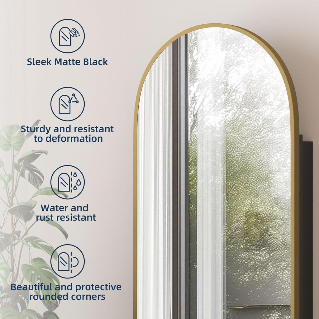 Medicine Cabinets for Bathroom, Brush Gold Arched Medicine Cabinet Recessed or Surface Wall-Mounted,Modern Bathroom Vanity Mirror with Storage, Mirrored Cabinet with Adjustable Shelves,16x31 Inch
