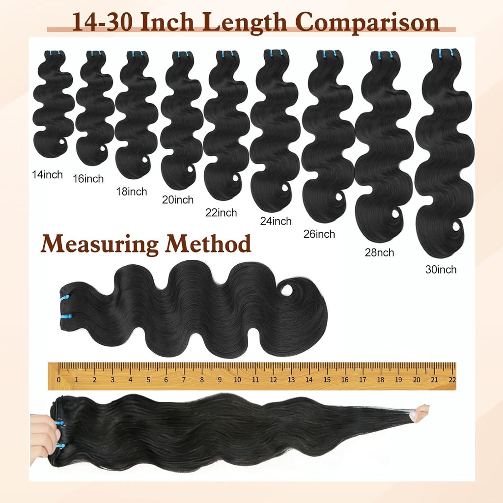 18A Raw Human Hair Bundles Body Wave 16 16 18 18 Inch, 100% Real Bundle Human Hair 4 Bundles, Triple Lifespan Virgin Remy hair Natural Color (16 16 18 18 Inch)