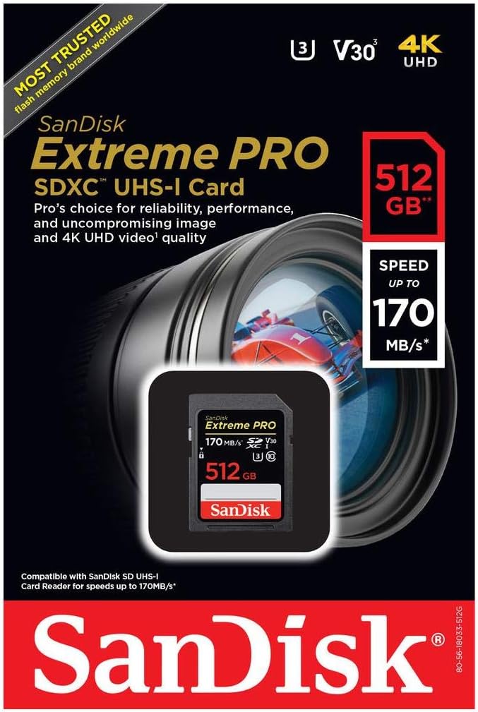 SanDisk 512GB Extreme PRO UHS-I SDXC Memory Card