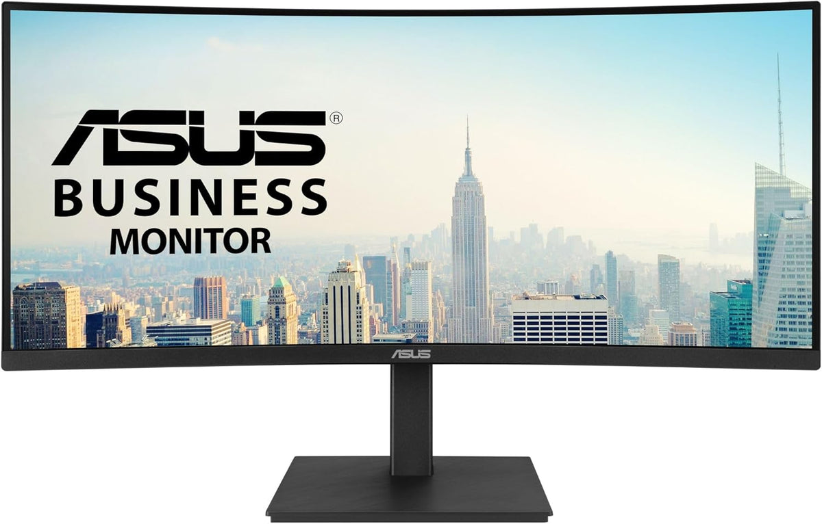 ASUS 34” Curved USB-C Docking Monitor (VA34VCPSR) - WQHD (3440x1440), 1500R Curvature, Frameless, USB-C PD 96W, RJ45, USB hub, Eye Care, Ergonomic, VESA Wall Mountable, 3 yr Warranty
