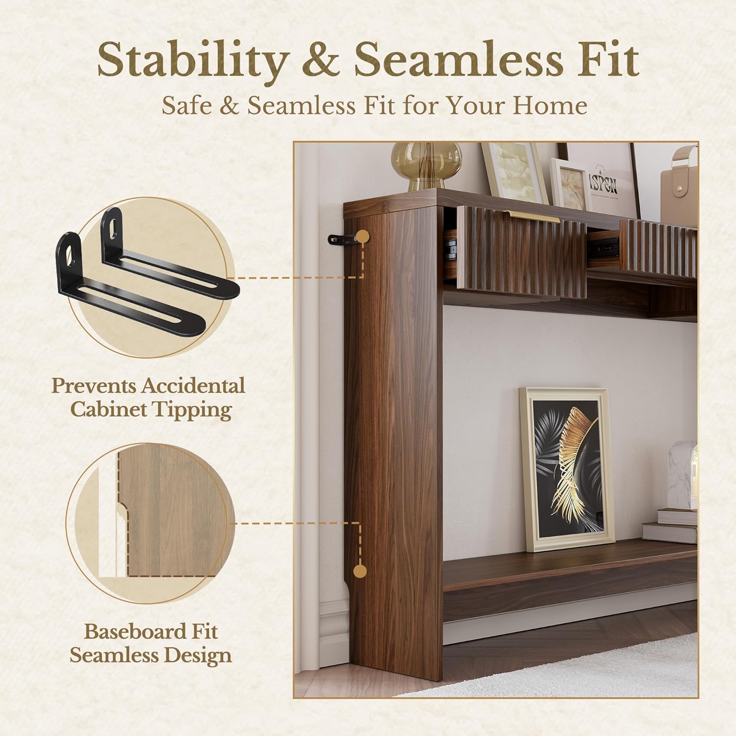 Console Sofa Table .3 Drawer Entryway Table with Open Storage Shelf, Narrow Long Behind Couch Sofa Table for Living Room .Black Walnut
