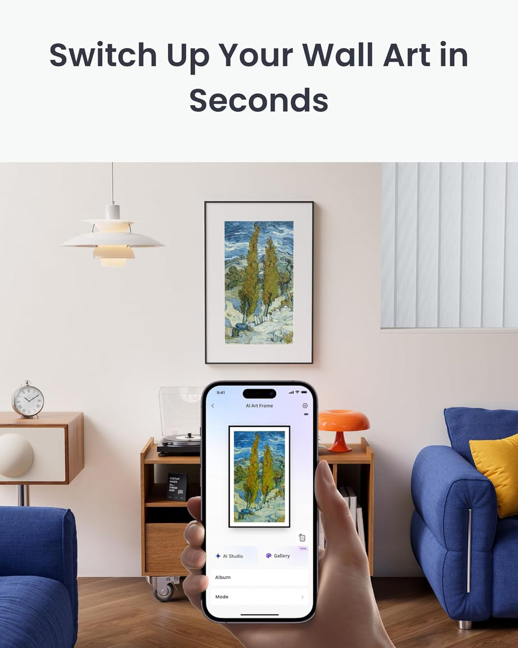 SwitchBot AI Art Frame 13.3'', Electronic Ink Picture Frame, Wireless Digital Photo Frame, Long Battery Life, Alexa Compatible, Wall Decoration, Home Décor, AI-Generated Art, Gift for Art Lovers