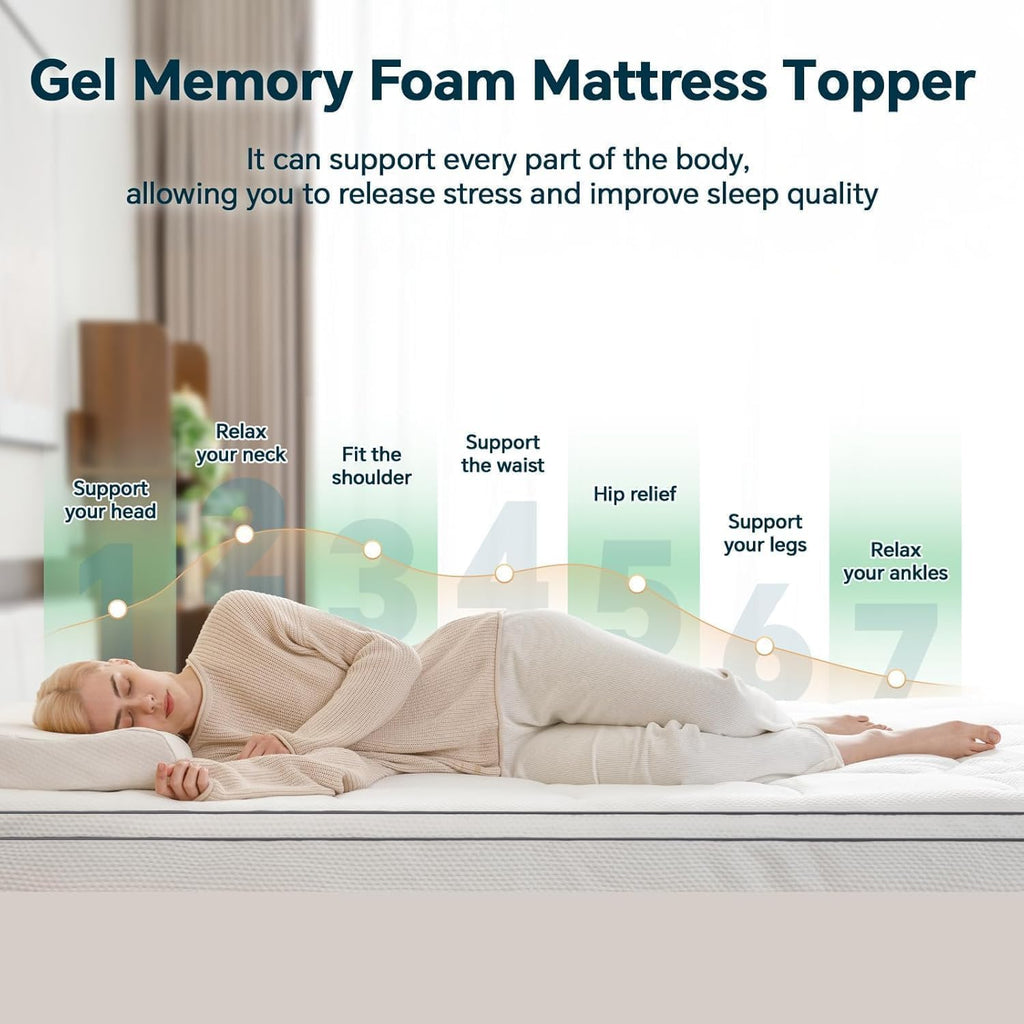 GEMBED Firm Memory Foam Mattress Topper Twin XL Size - Dual Layer 2.5 Inch Cooling Gel Memory Pad and 1 Inch Pillow Top Mattress for Back Pain - 39" x 80" x 3.5"