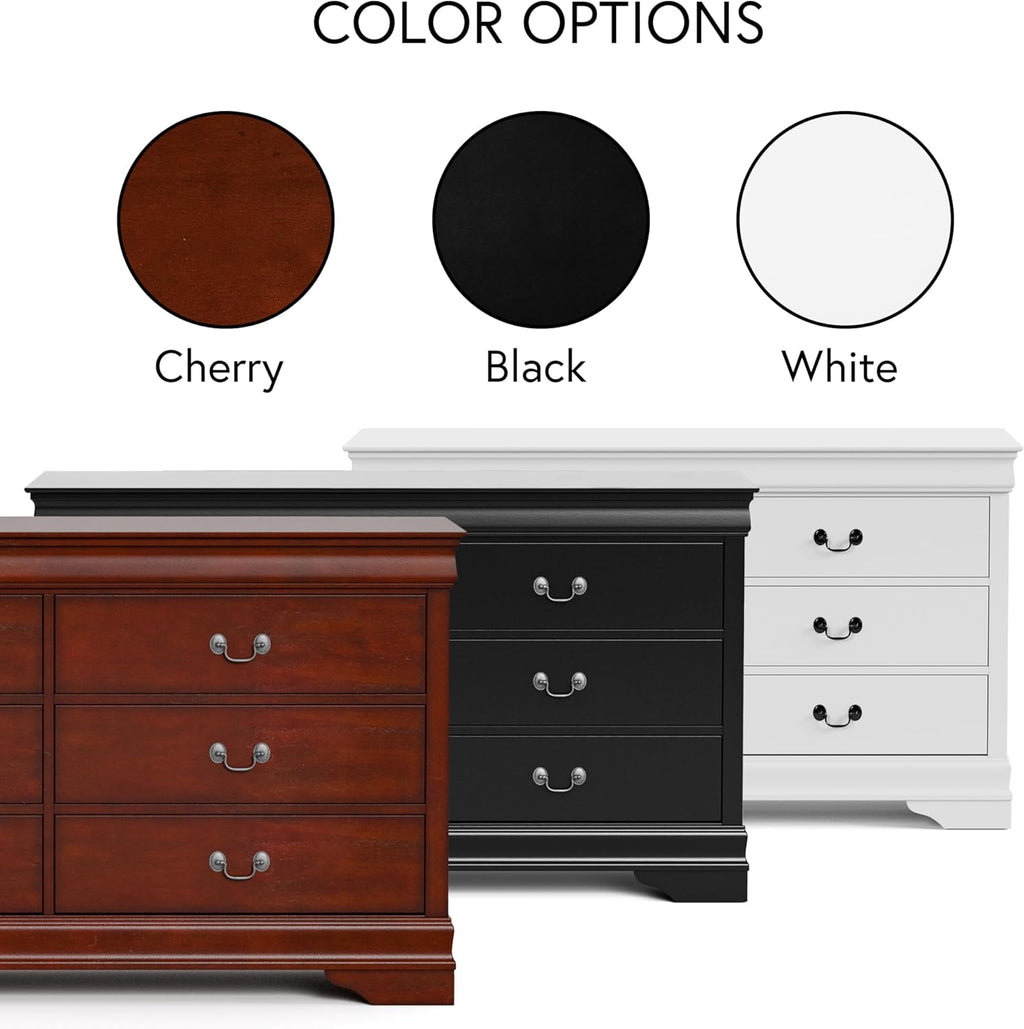 Furniture of America Arabella Traditional 6-Drawer Double Dresser with Antique Nickle Handles and Bracket Style Feet, No Assembly, Freestanding Storage Cabinetfor Bedroom, Living Room, Cherry