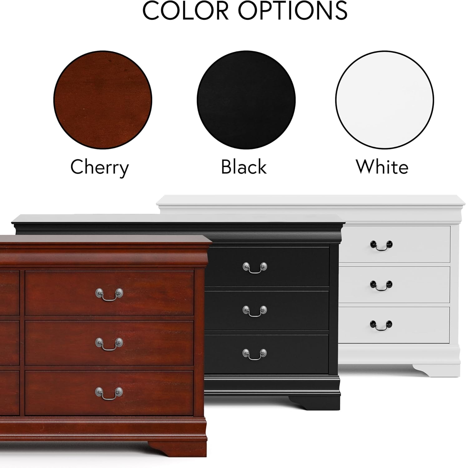 Furniture of America Arabella Traditional 6-Drawer Double Dresser with Antique Nickle Handles and Bracket Style Feet, No Assembly, Freestanding Storage Cabinetfor Bedroom, Living Room, Cherry