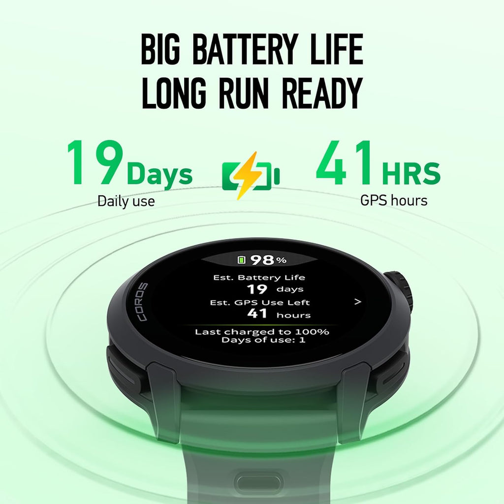 COROS PACE 4 Ultralight Sport GPS Watch, 1.2" AMOLED Touchscreen,19 Days of Daily use, Voice Features, Advanced Training Tools, Accurate GPS, Heart Rate Monitor, Run (Black Silicone)