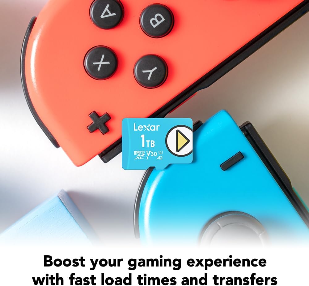 Lexar 1TB Play Blue Micro SD Card, UHS-I, C10, U3, V30, A2, 4K, Up to 160MB/s microSDXC Memory Card, Expanded Storage for Nintendo-Switch 1, Gaming Devices, Smartphones, Tablets (LMSPLBL001T-BNNNU)