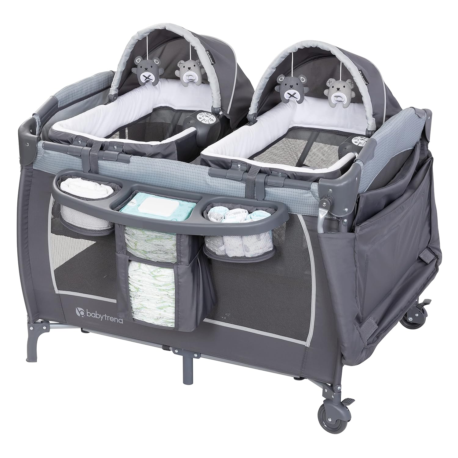 Baby Trend Lil' Snooze™ Deluxe III Nursery Center® Playard for Twins, Cozy Grey