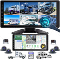6-Channel GPS Navigation Car Stereo with Carplay 11-Inch Split 128GB 1080P Backup Camera Monitor & Built-in DVR for RV Truck Trailer Rear Side Front Reversing View Wired System Waterproof DGPS6