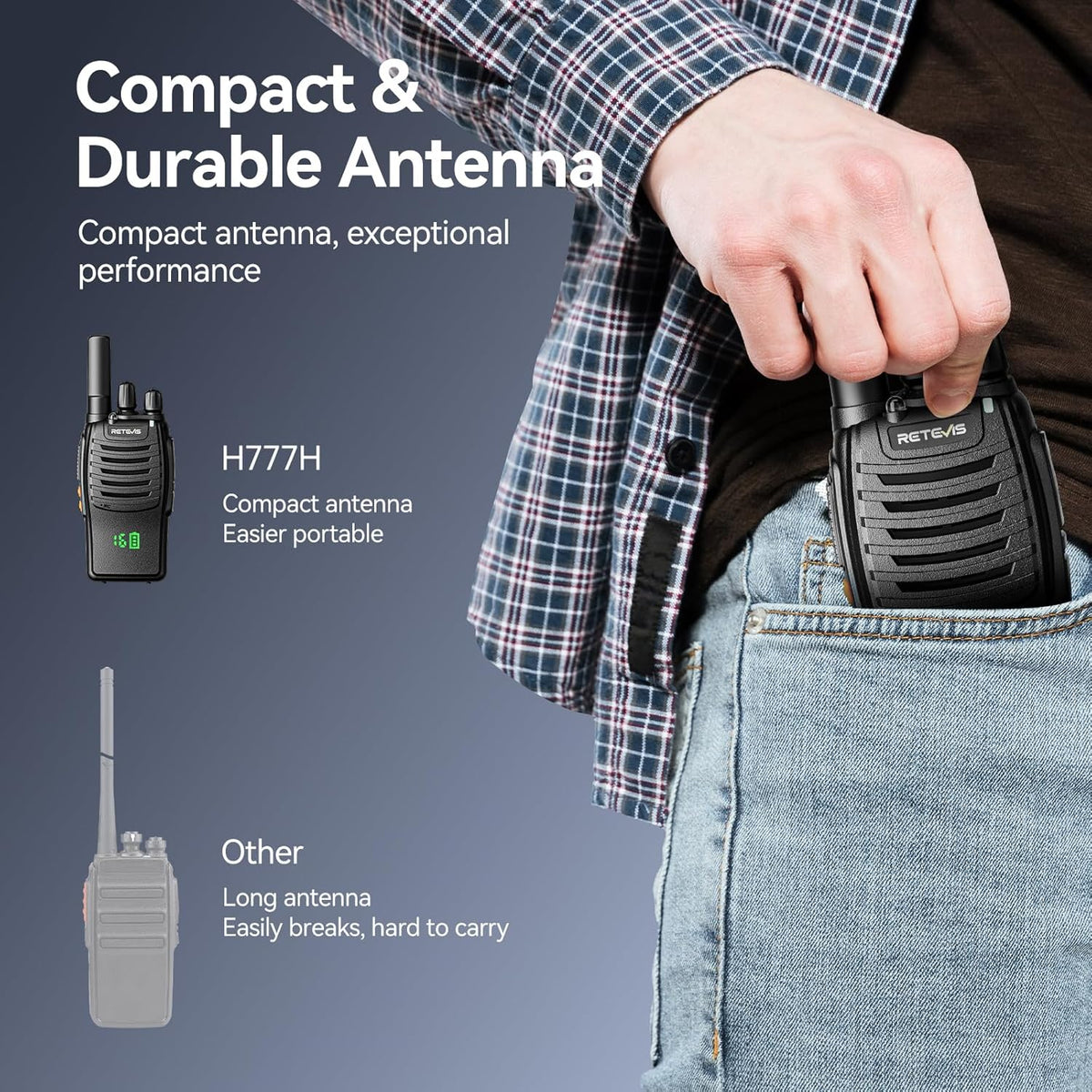 Retevis H-777H 2 Way Radio,Walkie Talkies for Adults 10 Pack with 10 Way Multi Charger,Hidden Display,Charging Progress Visible,Compact, Handheld Two Way Radios Rechargeable for Event Security