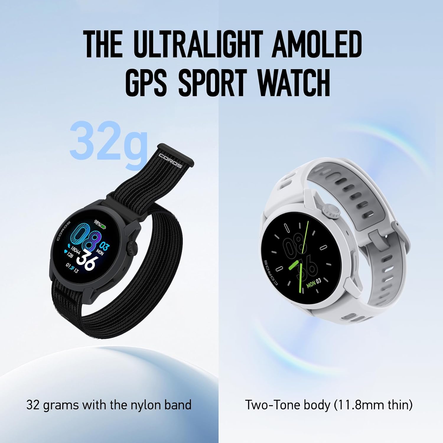 COROS PACE 4 Ultralight Sport GPS Watch, 1.2" AMOLED Touchscreen,19 Days of Daily use, Voice Features, Advanced Training Tools, Accurate GPS, Heart Rate Monitor, Run (Black Silicone)