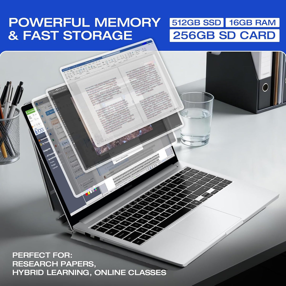 Samsung 15.6 Laptop Computer, Intel 10-Core 7 150U, Win11 Pro, Free Office 365 for The Web, 16GB RAM, 512GB SSD, 256GB SD Card, Backlit KB, 15.6" FHD Anti-Glare Display, Fingerprint