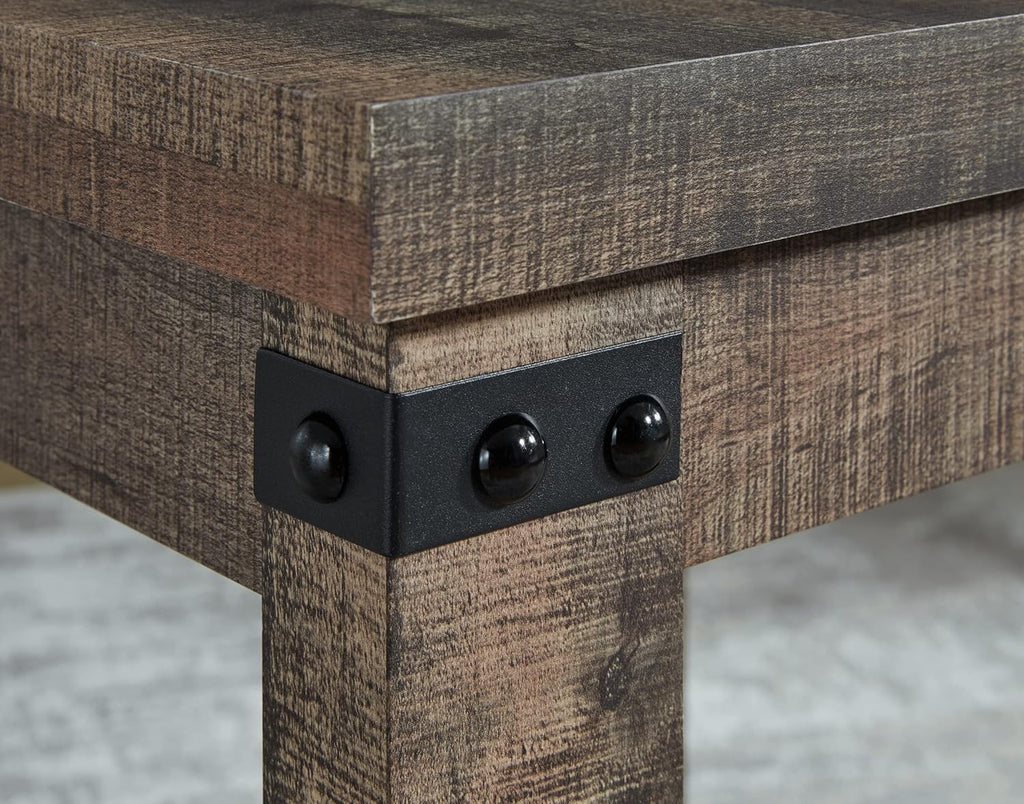 Signature Design by Ashley Hollum 24 Inch Square End Table - Rustic Brown Side Table with Storage Shelf