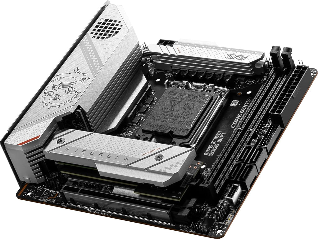MSI MPG Z790I Edge WiFi Gaming Motherboard (Supports 12th/13th/14th Gen Intel Processors, LGA 1700, DDR5, PCIe 5.0, M.2, 2.5Gbps LAN, USB 3.2 Gen2, Wi-Fi 6E, Bluetooth 5.3, Mini-ITX)