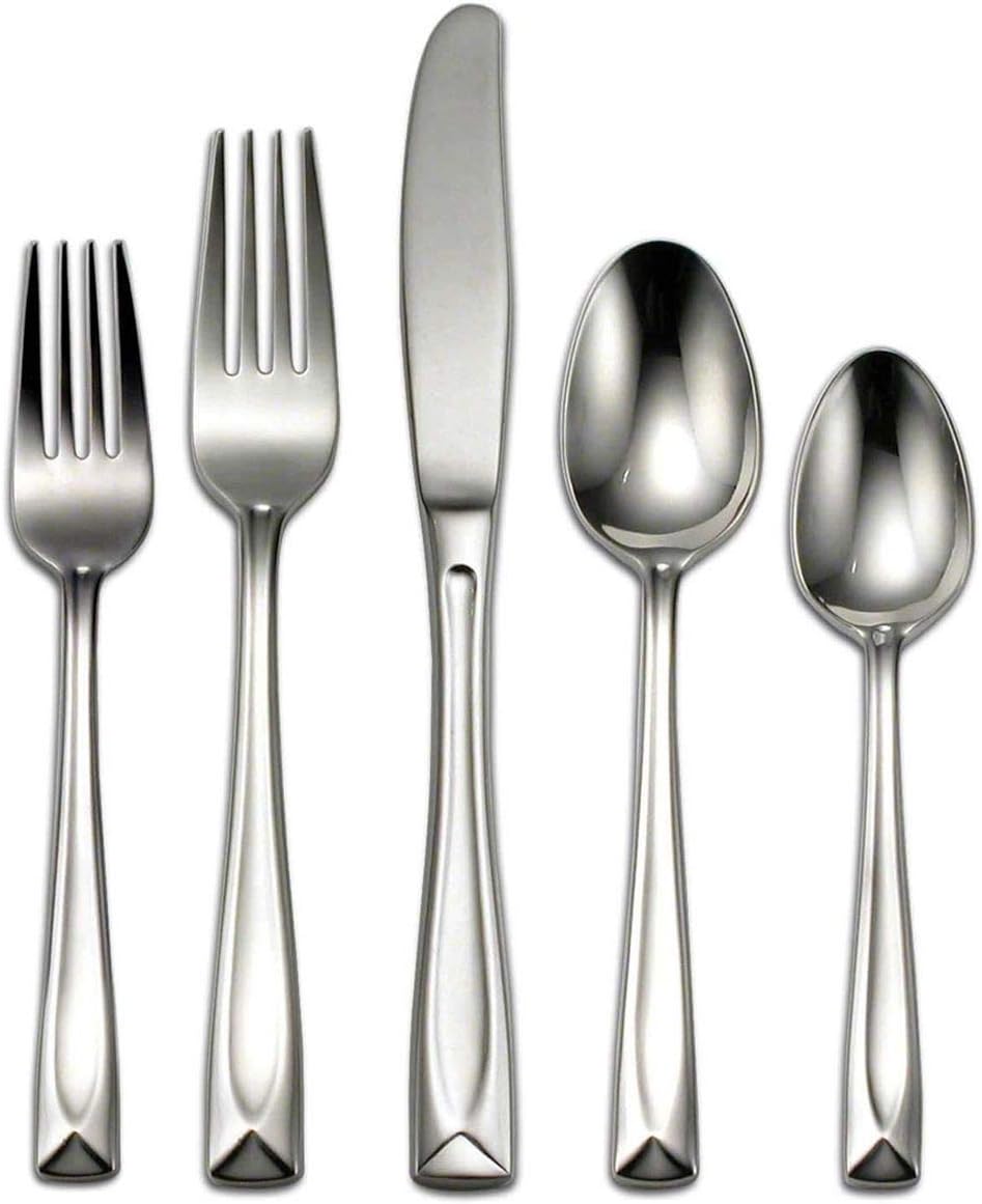 Oneida Silverware Set, Lincoln 45-Piece Everyday Flatware Set, Service For 8, 18/0 Stainless Steel, Medium Weight, Dishwasher Safe, Knives Spoons And Forks Sets, Utensils (Silver, 45 Piece)