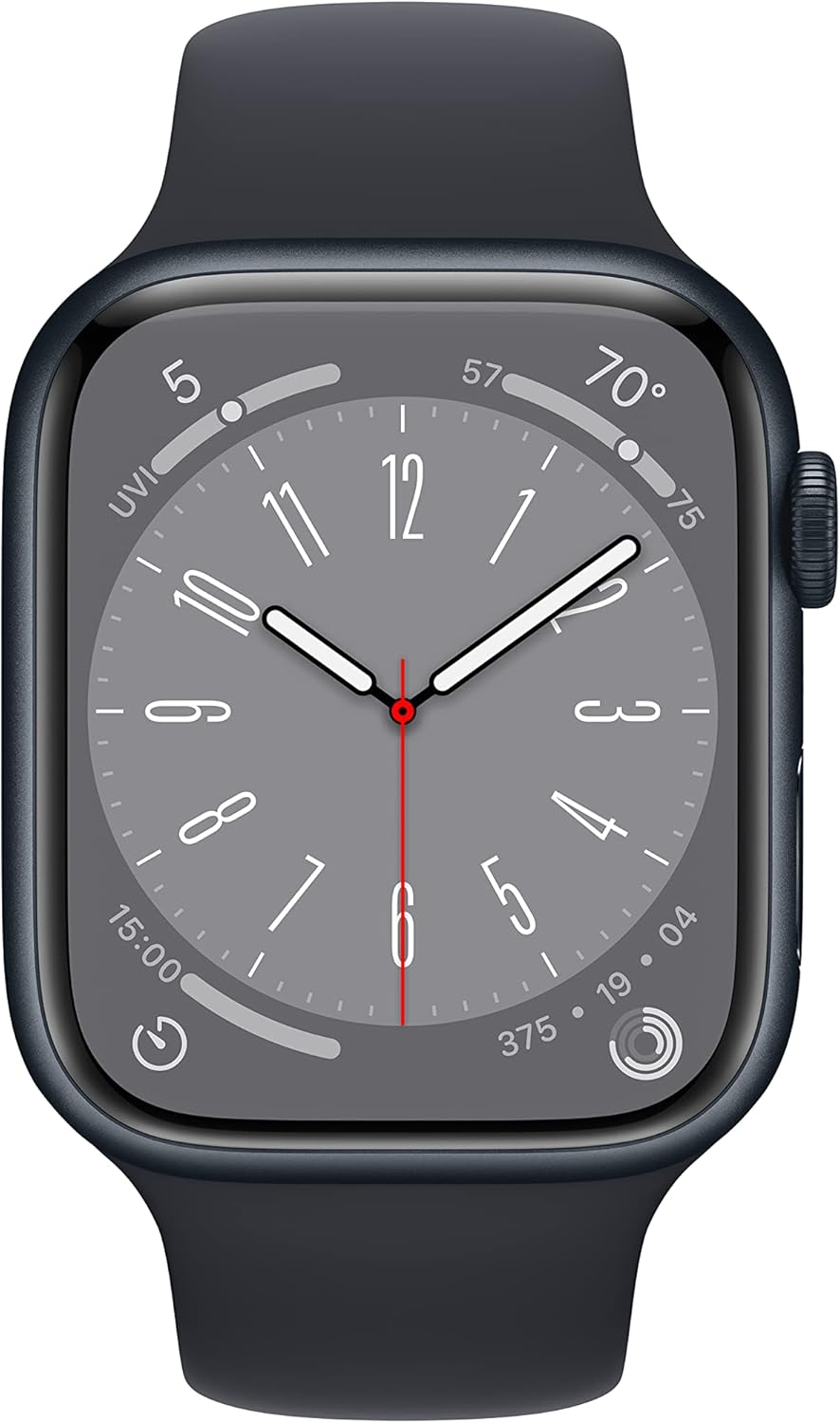 Apple Watch Series 8 GPS, 45mm - Midnight Aluminum Case with Midnight Sport Band, M/L (Renewed)