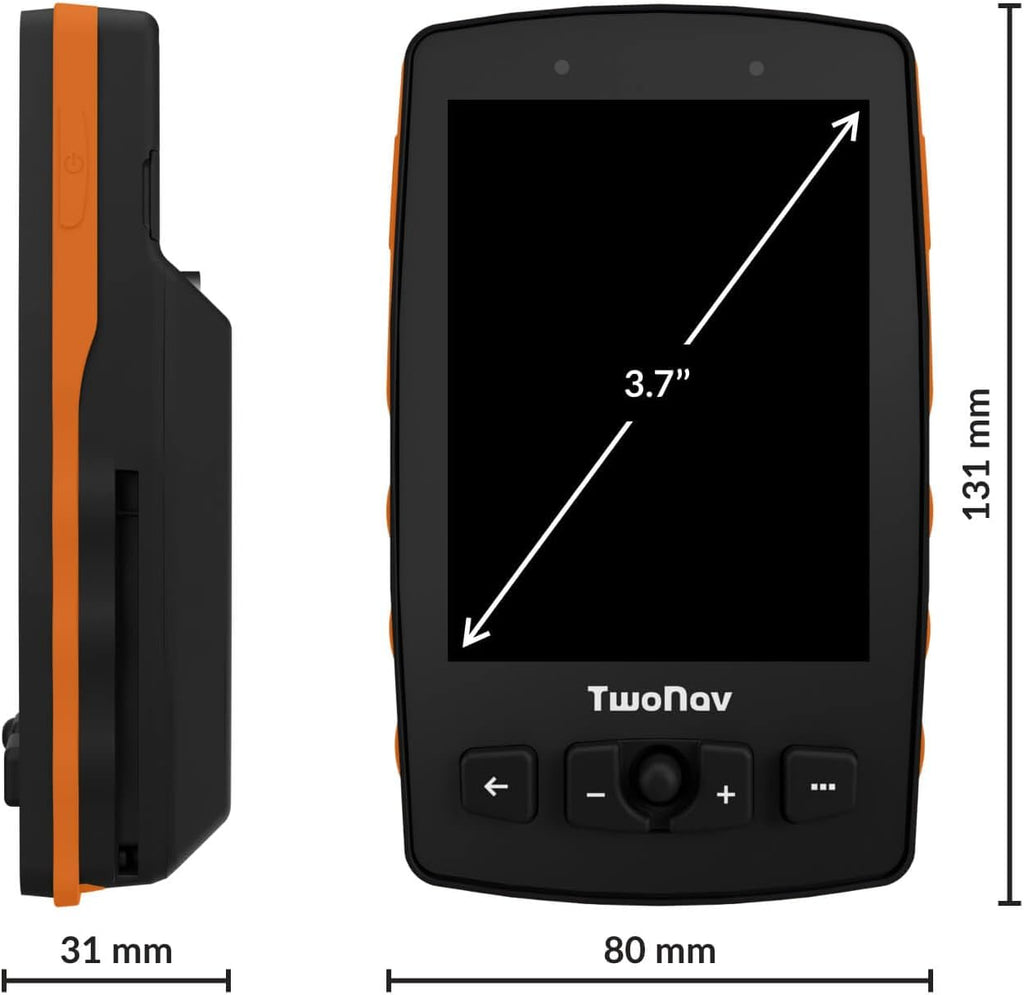 TwoNav Aventura 2 Plus (32 GB), Handheld GPS with 3.7-inch Wide Screen, Buttons and Joystick for Mountaineering, Mountaineering, Trekking or Hiking with maps Included. Colour Orange