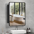 Movo Black Metal Framed Bathroom Mirror Medicine Cabinet,30 Inch x 24 Inch Recessed Wall Mounted Medicine Cabinet with Mirror,Aluminum Storage Cabinet for Bathroom Vanity