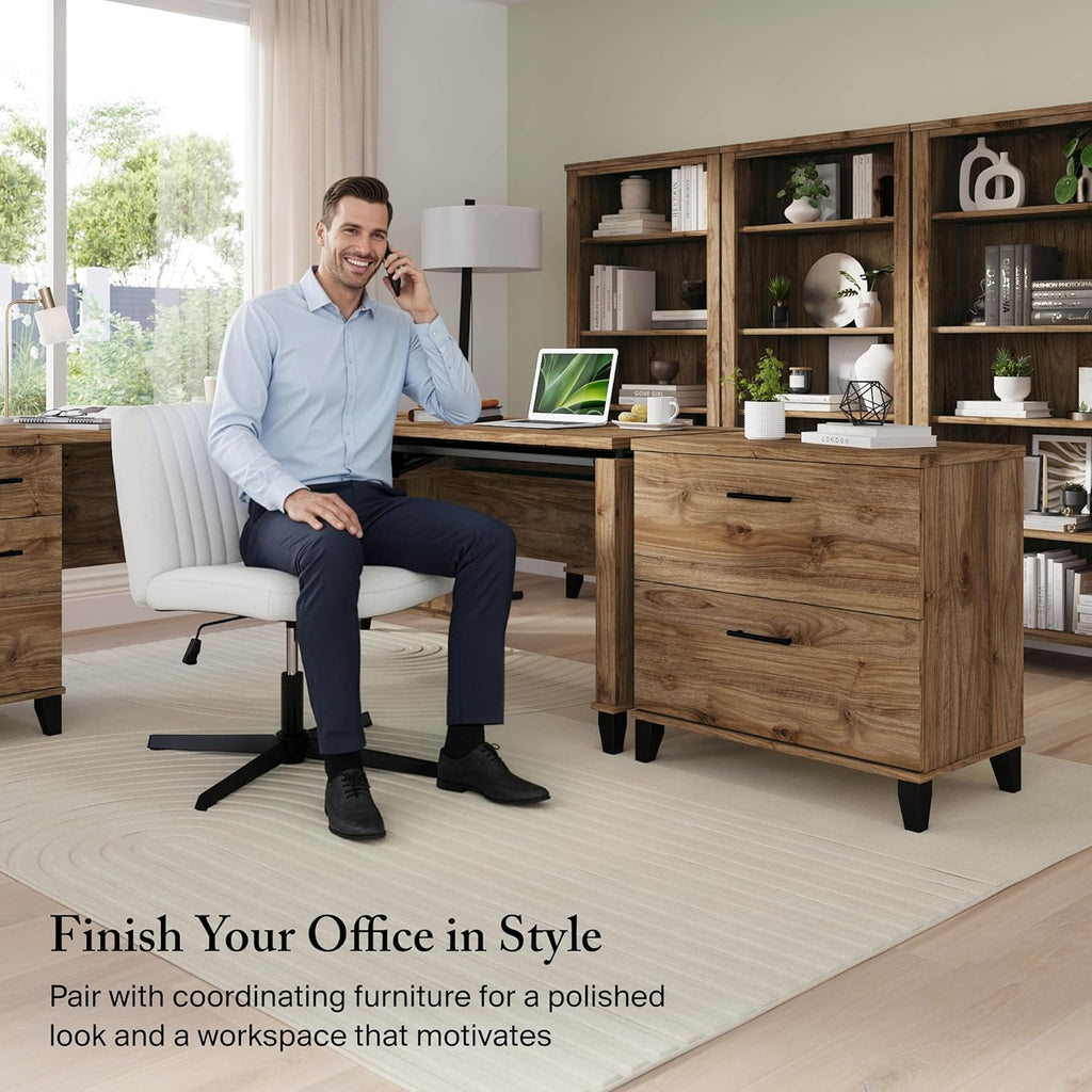 Bush Home 2 Drawer Lateral File Cabinet, Letter and Legal-Size Document Storage for Home or Professional Office, Somerset Collection, Fresh Walnut