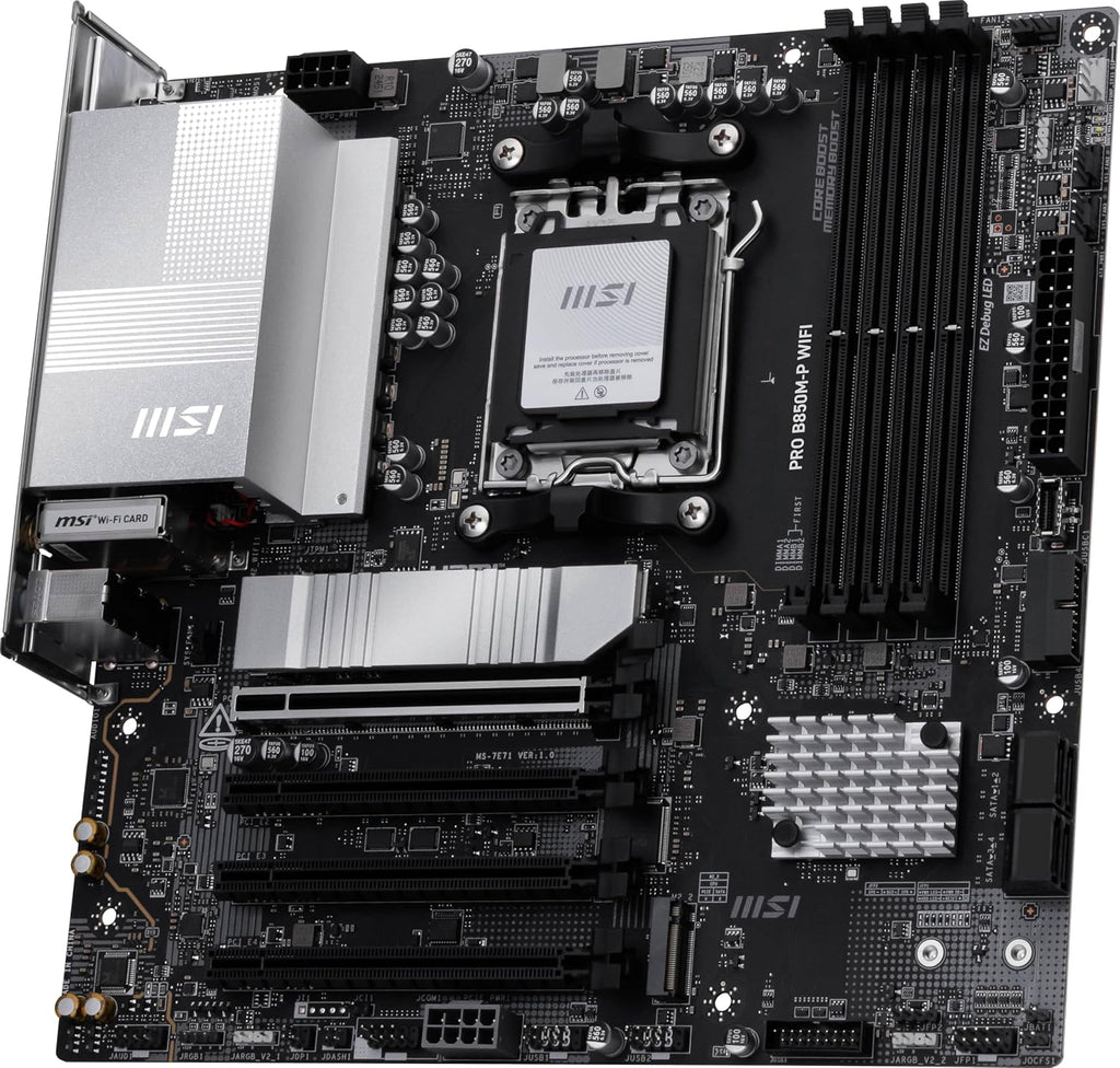 MSI PRO B850M-P WIFI Motherboard,ATX-Supports AMD Ryzen 9000-7000 Processors,AM5-DDR5 Memory Boost (8200+ MT/s OC),PCIe 5.0 x16&4.0x16,M.2 Gen5,Wi-Fi 7,5G LAN+HIGH-SPEED DDR5 RAM 16GB (1x 16GB) Bundle