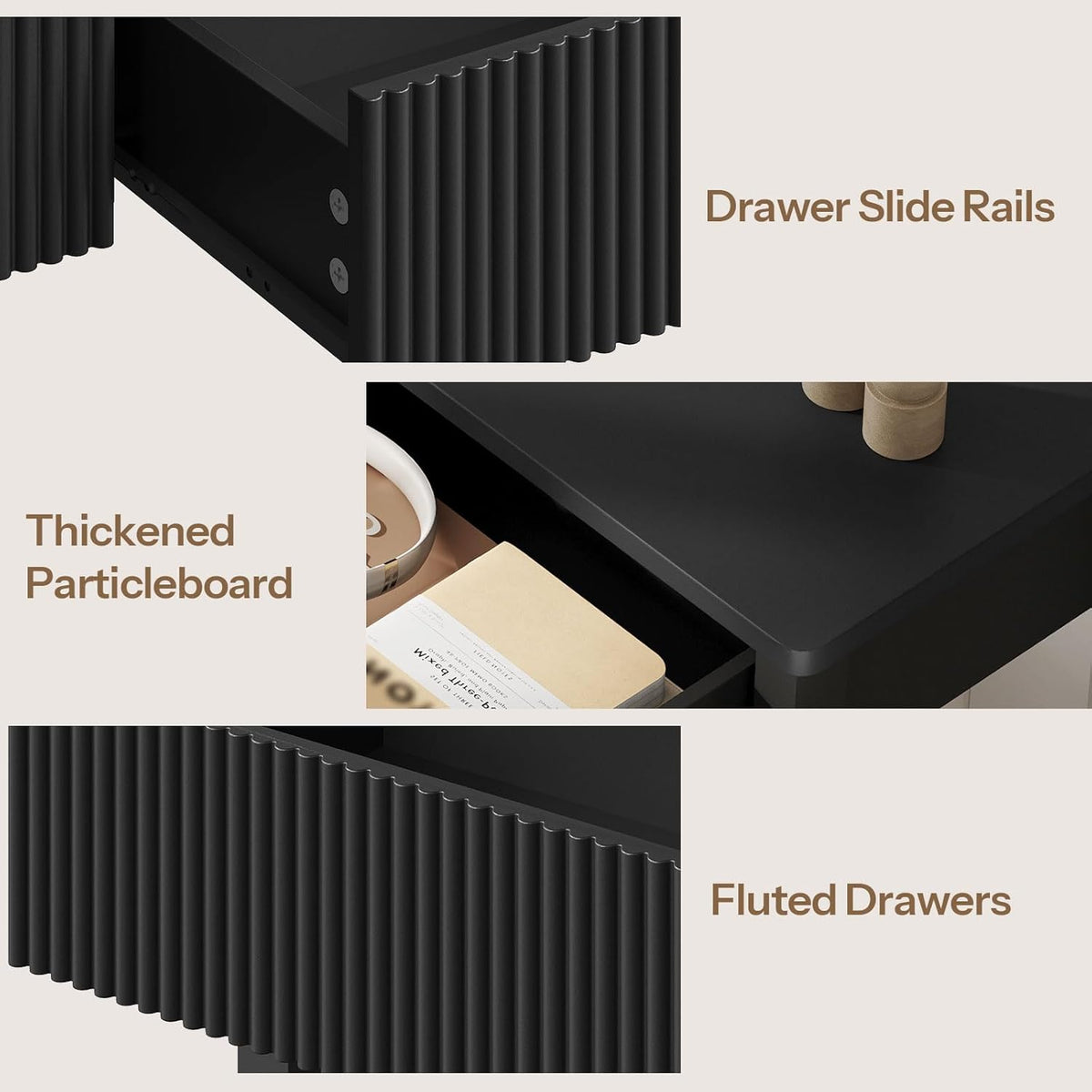 HOOBRO 39.4" Console Table with 2 Wavy Drawers, Narrow Long Entryway Table with Storage Shelf, 2 Tier Modern Sofa Table Wooden Behind Couch Table, Hallway Table for Living Room, Black BK89XG01N1