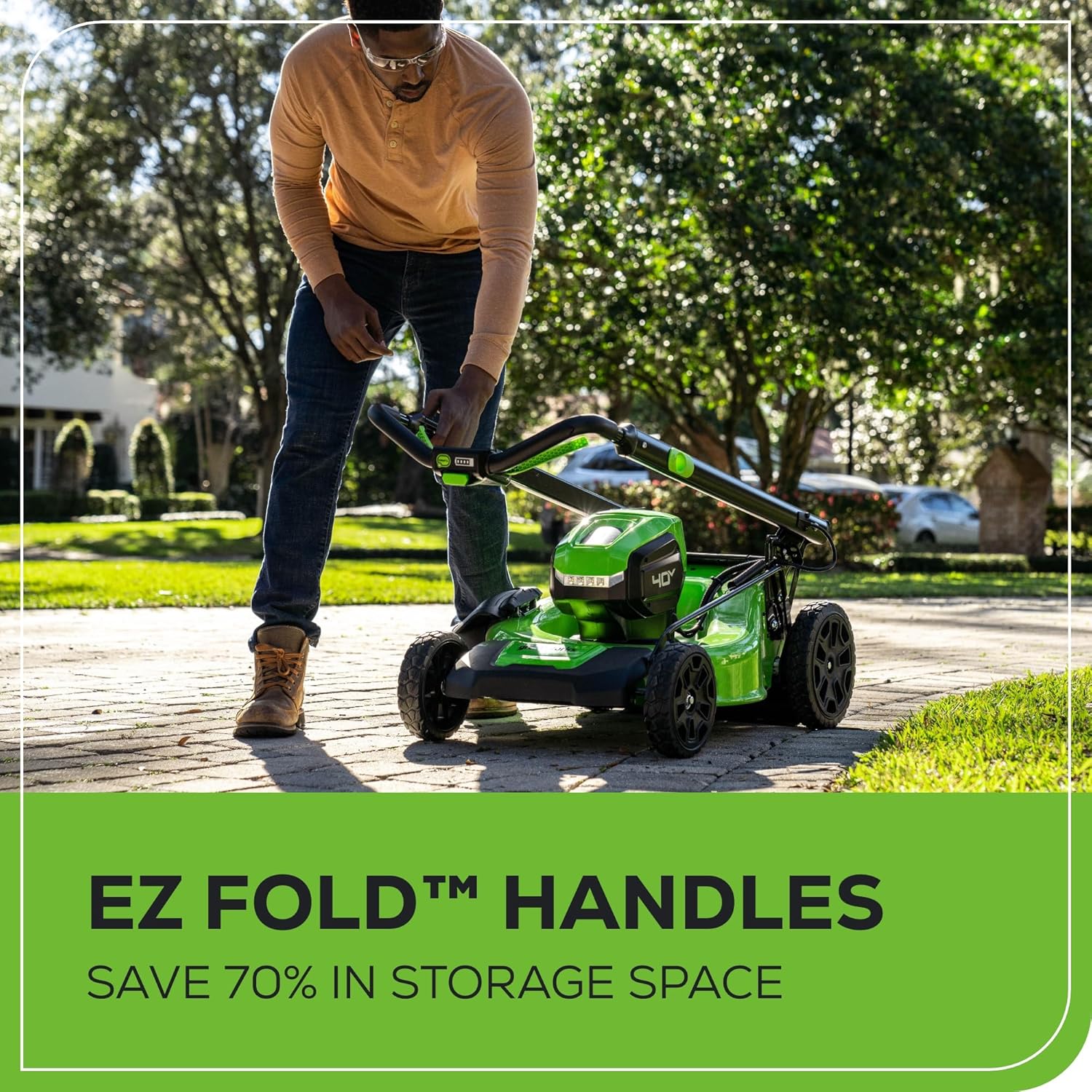 Greenworks 40V 20" Brushless Cordless Lawn Mower with 4.0Ah Battery & Charger(75+ Tool Compatibility)