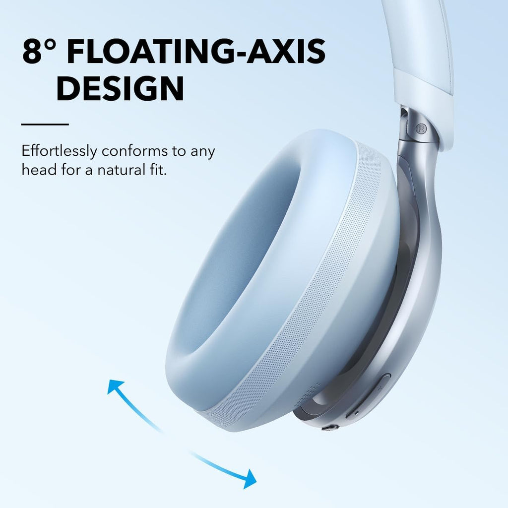 Soundcore by Anker, Space One, Active Noise Cancelling Headphones, 2X Stronger Voice Reduction, 40H ANC Playtime, App Control, LDAC Hi-Res Wireless, Comfortable Fit, Clear Calls, Bluetooth 5.3 (Blue)