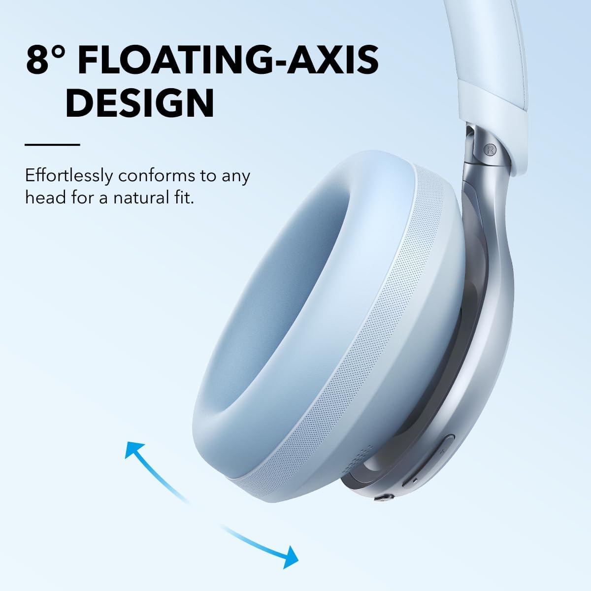 Soundcore by Anker, Space One, Active Noise Cancelling Headphones, 2X Stronger Voice Reduction, 40H ANC Playtime, App Control, LDAC Hi-Res Wireless, Comfortable Fit, Clear Calls, Bluetooth 5.3 (Blue)