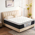 12 Inch Queen Mattress, Medium Firm Hybrid Memory Foam, 7-Zone Body Support for Pressure Relief, Motion Isolation, Queen Mattress in a Box, White Breathable Textured Fabric Mattresses