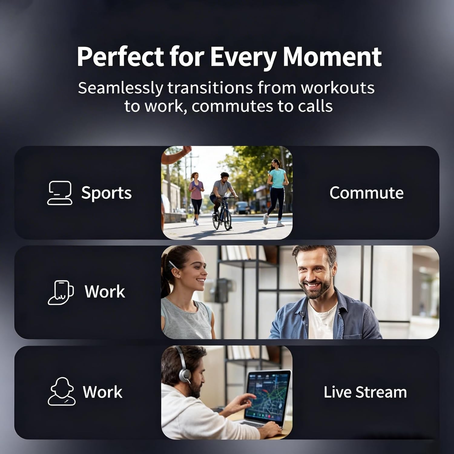 Bluetooth Neckband Headphones with Retractable Earbud Cables, 24H Battery Life, IPX5 Sweatproof Wireless Earbuds, Stereo Surround Sound for Sports, Running, Workouts